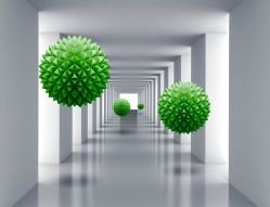 Фотообои 3D Зеленые шары в тоннеле