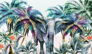Фреска Слон среди пальм