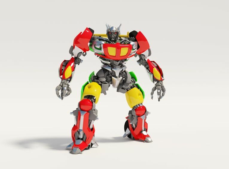 Картина на холсте Красный робот-трансформер, арт hd0008001